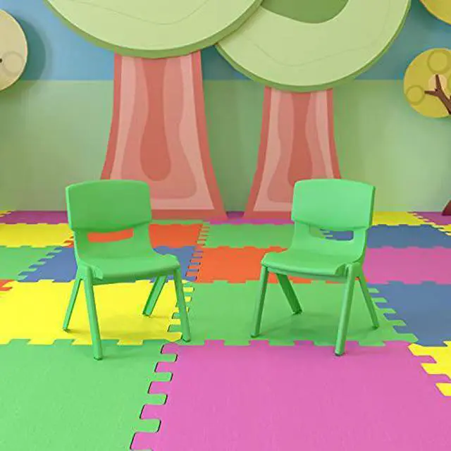 Alt view image 9 of 9 - 2 Pack Green Plastic Stackable School Chair with 10.5'' Seat Height