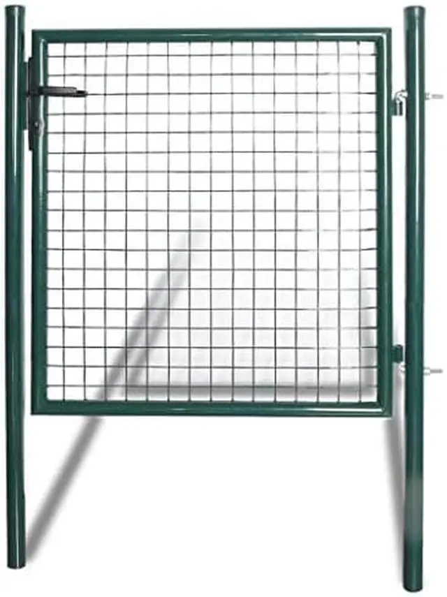 Alt view image 7 of 14 - vidaXL Fence Gate Metal Fence Post Outdoor Garden Gate Powder-Coated Steel