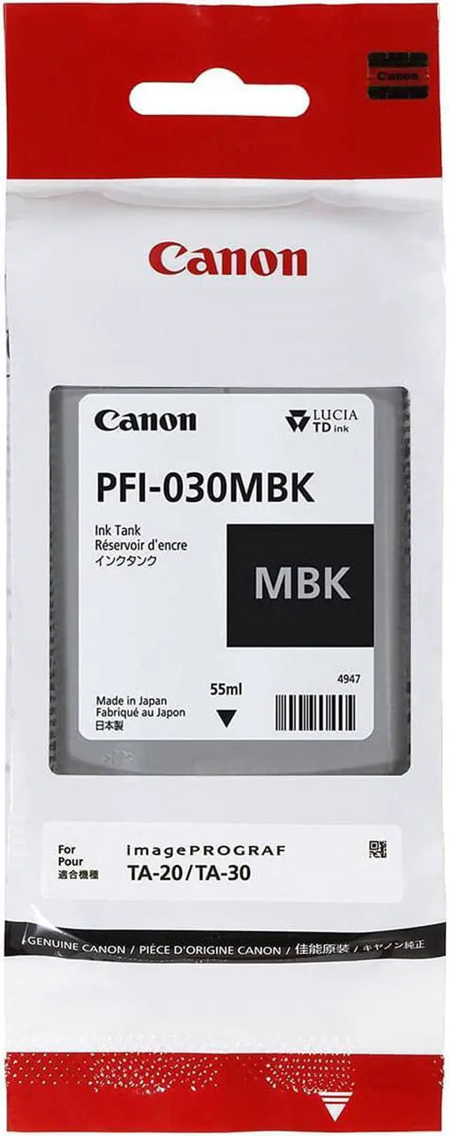 Alt view image 5 of 5 - Canon PFI-030MBK 55 ml Matte Black Ink Tank for ImagePROGRAF TA-20, TA-30