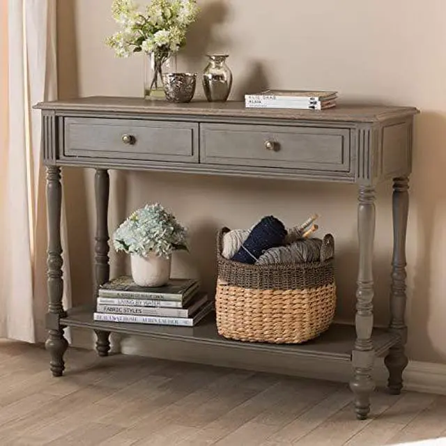 Main image of Baxton Studio Noemie Country Cottage Farmhouse 2-Drawer Console Table