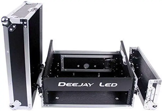 Alt view image 4 of 6 - Fly Drive Case 8u Space Slant Mixer Rack / 2 u Space Vertical Rack System with Full AC Door