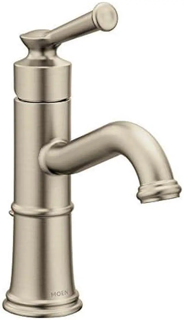 Main image of Moen 6402BN Belfield One-Handle Bathroom Sink Faucet with Drain Assembly and Optional Deckplate, Brushed Nickel