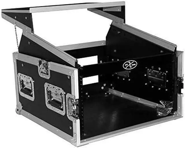 Main image of ProX Cases T-6MRLT 6 Space 10U Top Load Slant DJ Mixer Flight Road Gig Ready Combo Rack w/Gliding Laptop Shelf