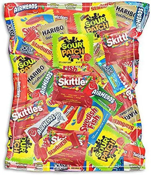 Alt view image 4 of 4 - Bulk Variety Treat Bag (48oz) of Nerds, Skittles, Sour Patch Kids, Starburst, Swedish fish, Twizzlers, Haribo Bears for Kids Lunch Box