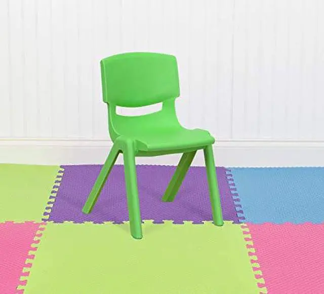 Main image of Flash Furniture 10 Pack Green Plastic Stackable School Chair with 12 Seat Height