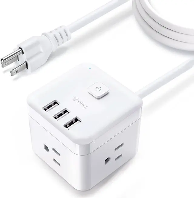 Alt view image 8 of 8 - BULL Power Strip - 3 USB Ports, 3 AC Outlets and 5ft Flexible Extension Cord