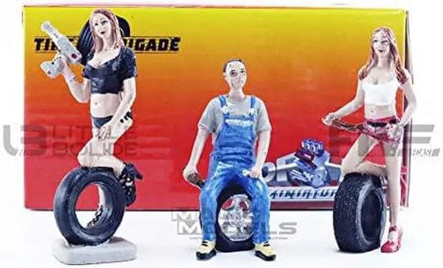 Alt view image 6 of 8 - Andie, Derek and Michele Tire Brigade 3 piece Figurine Set 1/24 by Motorhead Miniatures