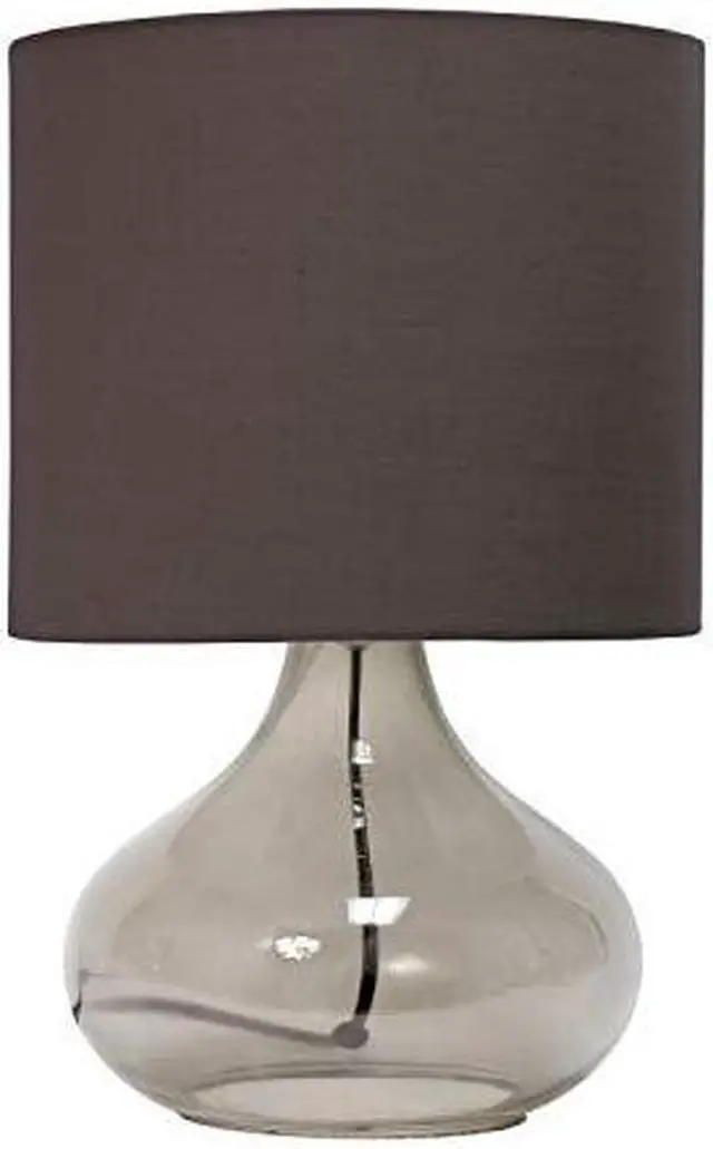 Alt view image 19 of 19 - Simple Designs Glass Raindrop Table Lamp with Fabric Shade, Smoke Gray with Gray Shade