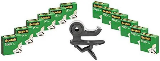 Main image of Scotch Clip Tape Dispenser with 12 Rolls of 0.75 x 350 Inch Tape