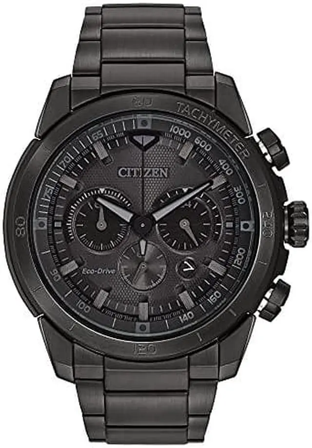 Alt view image 8 of 8 - Men's Black Citizen Eco-Drive Ecosphere Chronograph Watch CA4184-81E