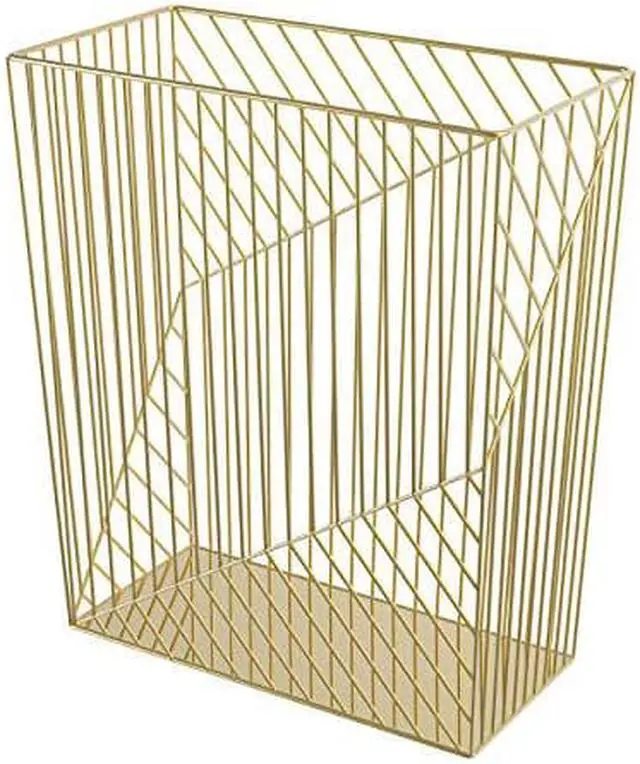 Main image of U Brands Metal Trash Can, Vena Collection, 6 Gallon Capacity, Gold (3232U02-06)