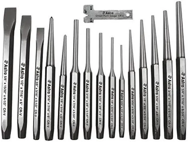 Alt view image 10 of 12 - ASTRO PNEUMATIC 1600 Punch/Chisel Set,16 pcs., Punching, CR-V