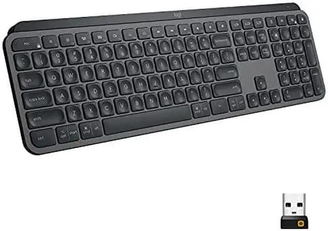 Main image of Logitech MX Keys Advanced Wireless Illuminated Keyboard, Tactile Responsive Typing, Backlighting, Bluetooth, USB-C, Apple macOS, Microsoft Windows, Linux, iOS, Android, Metal Build - Graphite