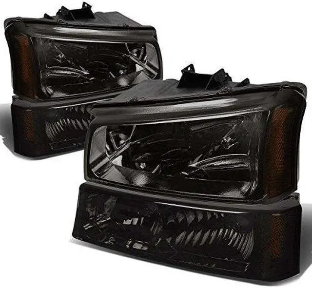 Alt view image 6 of 6 - DNA Motoring HL-OH-CS03-4P-SM-AM For 2003 to 2006 Chevy Silverado Avalanche 4Pcs Headlight+Bumper Lamp Smoked Housing Amber Corner 1 Gen 04 05 Left + Right