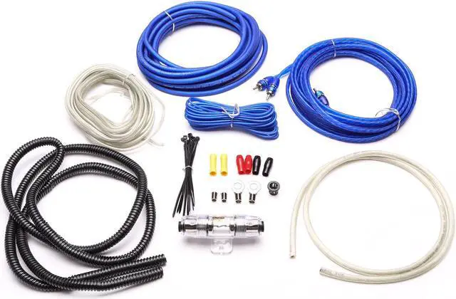 Alt view image 7 of 10 - Stinger 8 Ga Copper 600w Amp Kit W/blue Twisted Rca