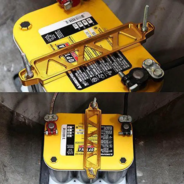 Alt view image 8 of 8 - DNA Motoring BATT-LONG-GD 190mm/220mm Billet Aluminum Battery Tie Down Mount Bracket (Gold)