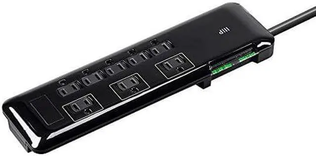 Alt view image 5 of 5 - Monoprice 8 Outlet Mini Surge Protector - 6 Feet - Black | Heavy Duty Cord | UL Rated 3,420 Joules With Grounded And Protected Light Indicator