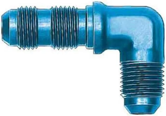 Main image of Aeroquip FCM2084 Blue Anodized Aluminum -10AN 90-Degree Bulkhead Union Adapter