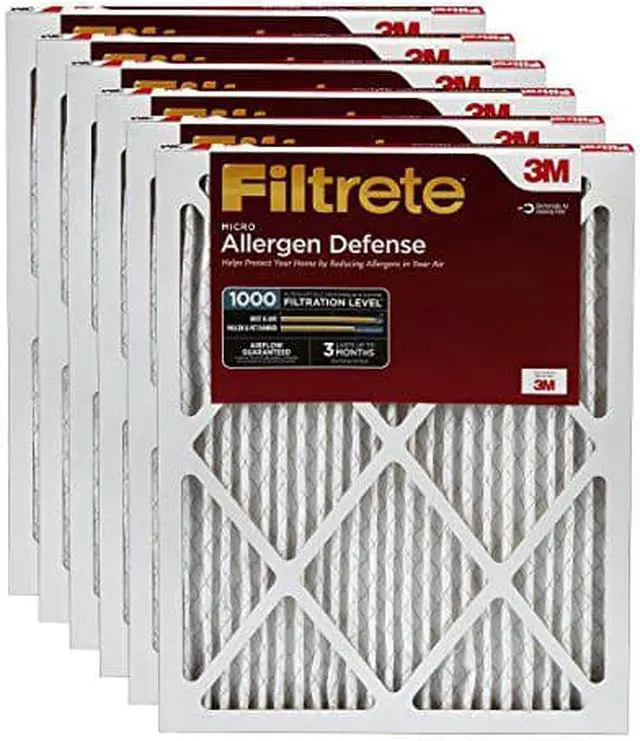 Alt view image 2 of 2 - filtrete micro allergen defense hvac air filter, guaranteed airflow up to 90 days, mpr 1000, 20 x 20 x 1, 6-pack