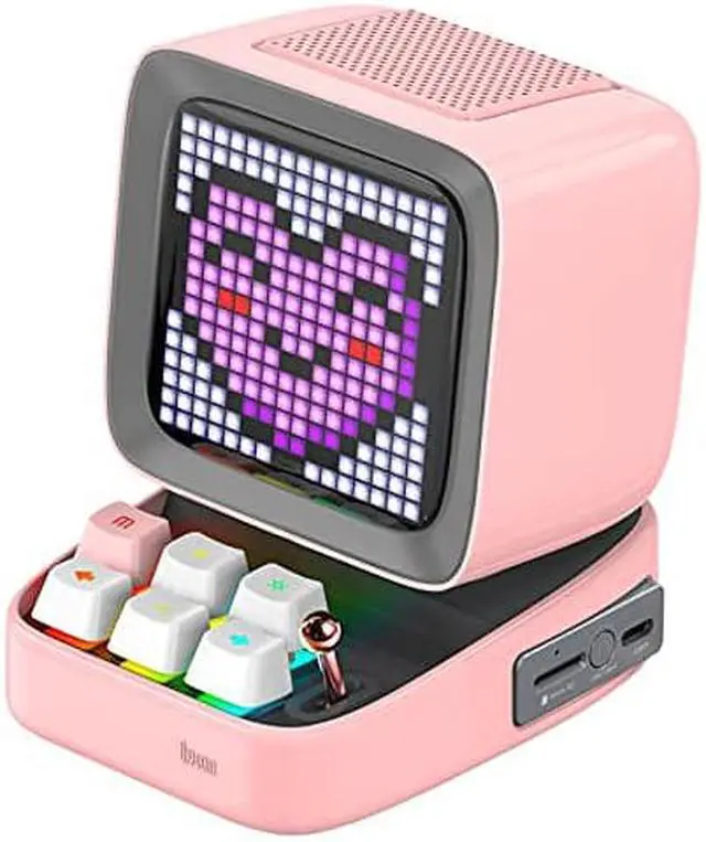 Main image of Divoom Ditoo Retro Pixel Art Game Bluetooth Speaker with 16X16 LED App Controlled Front Screen (Pink)
