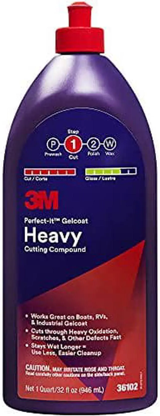 Main image of 3M Perfect-It Gelcoat Heavy Cutting Compound, 36102, 1 Quart, Fiberglass Oxidation Remover for Boats and RVs