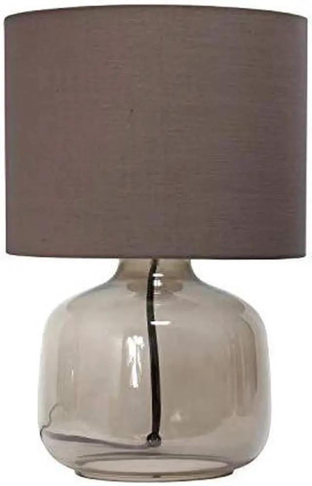 Alt view image 15 of 15 - Simple Designs Glass Table Lamp with Fabric Shade, Smoke with Gray Shade