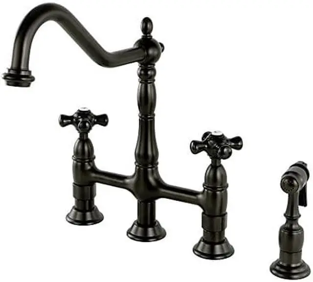Alt view image 4 of 8 - Kingston Brass KS1275PKXBS 8" Centerset Kitchen Faucet with Brass Sprayer, ORB
