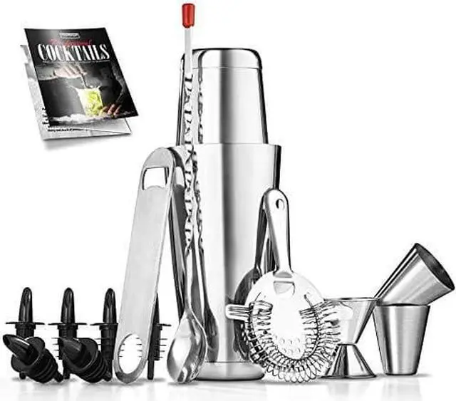 Main image of Nutrichef Mixology Bartender cocktail Shaker Set - 15 & 30 oz Stainless Steel cocktail Bar Set Mix Drink Shaker Kit - Essentials Martini Making Kit Drink Mixing Starter Set - NccS15Pc (15 Piece Set)