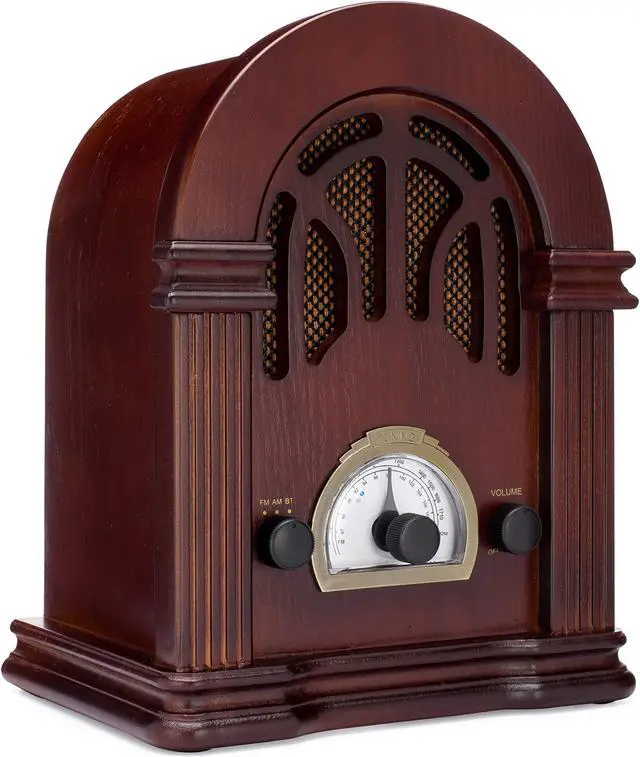Main image of clearclick Retro AMFM Radio with Bluetooth - classic Wooden Vintage Retro Style Speaker