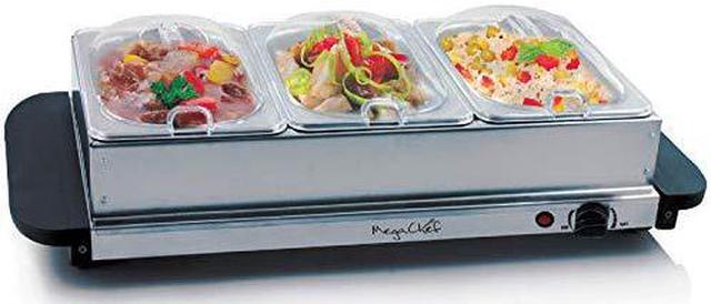 Alt view image 3 of 10 - MegaChef MC-9003B Buffet Server & Food Warmer With 3 Removable Sectional Trays, Heated Warming Tray and Removable Tray Frame