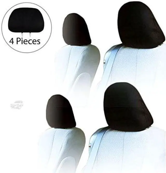 Main image of Yupbizauto 4X Cars Trucks & Cover DVD tv Monitors Solid Black Polyester Universal Headrest Covers with Foam Backing- Set of 4