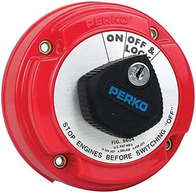 Alt view image 3 of 6 - Perko Medium Duty Main Battery Disconnect Switch W/Alternator Field Disconnect & Key Lock