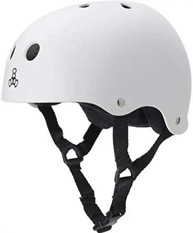 Main image of Triple Eight Sweatsaver Liner Skateboarding Helmet, White Rubber, Large