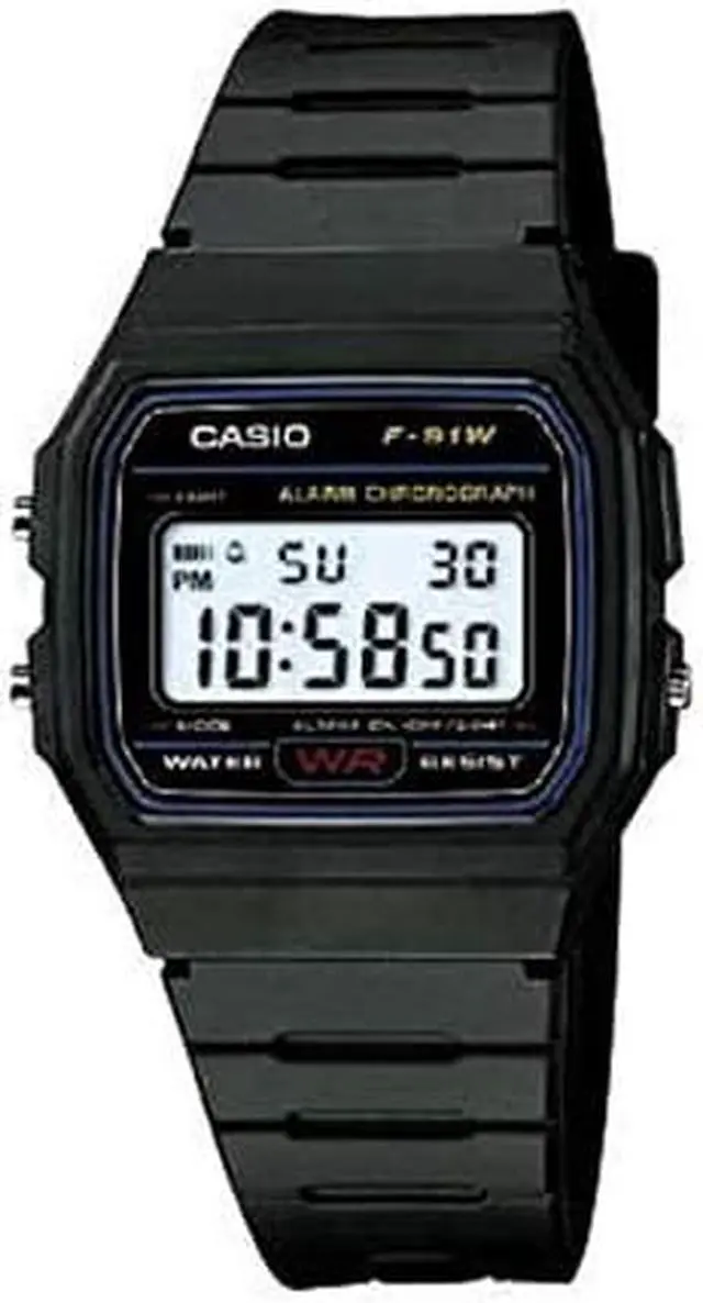 Alt view image 10 of 11 - Men's Casio Classic Black Digital Watch F91W-1 F91W-1D