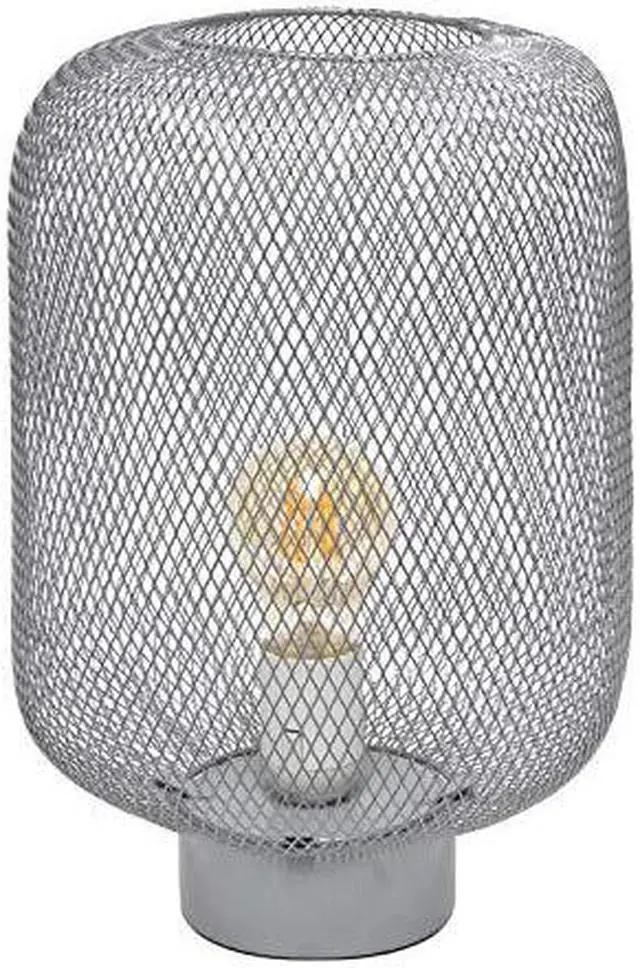 Alt view image 15 of 15 - Simple Designs Gray Metal Mesh Industrial Table Lamp