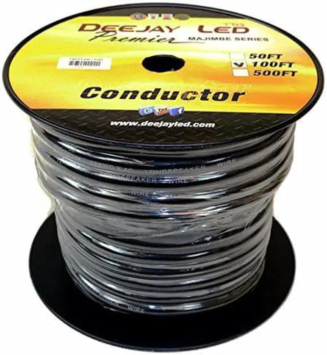 Alt view image 4 of 6 - Deejay LED TBH124C100 100 ft. of Four Conductor 12 Gauge Cable in Black Flexible Casing