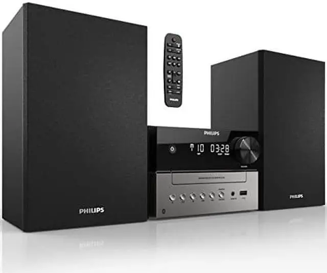 Main image of PHILIPS Bluetooth Stereo System for Home with cD Player, Wireless Streaming, MP3, USB, Audio in, FM Radio, 15W, Micro Music Sound System