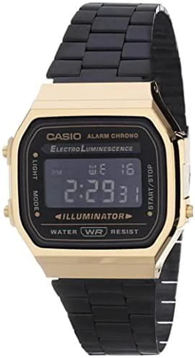 Alt view image 3 of 7 - Casio Vintage A168WEGB Digital Metal Gold/Black Watch A168WEGB-1B