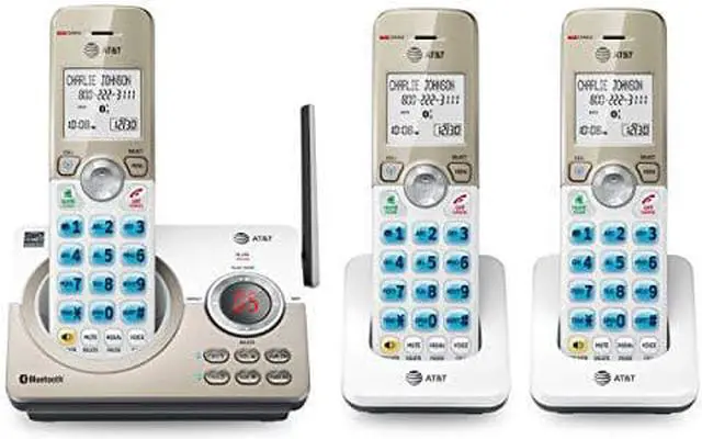 Alt view image 2 of 2 - at&t dl72319 dect 6.0 3-handset cordless phone for home with connect to cell, call blocking, 1.8" backlit screen, big buttons, intercom, and unsurpassed range