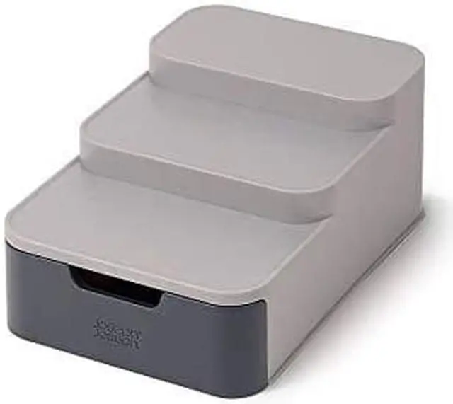 Main image of Joseph Joseph cupboardStore compact 3 Tier Shelf Organizer with Drawer for cabinet, gray