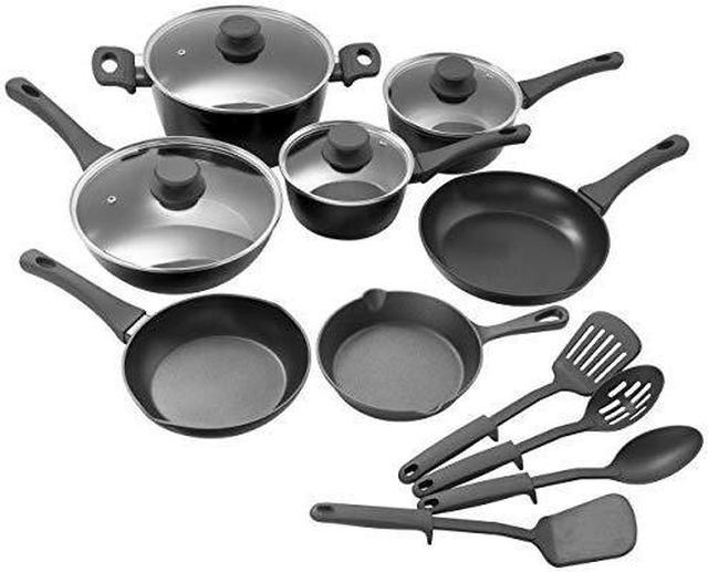 Gibson Soho Lounge Nonstick Forged Aluminum Induction Pots and Pans  Cookware Set W/Cast Iron Skillet, 15-Piece Set, Black - Yahoo Shopping