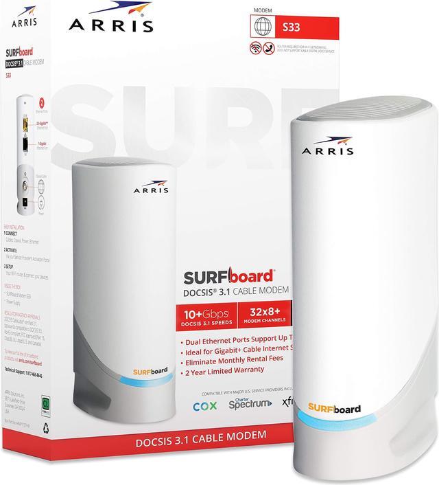 Alt view image 2 of 9 - arris surfboard s33 docsis 3.1 multi-gigabit cable modem with 2.5 gbps ethernet port, approved for cox, xfinity, spectrum & others.