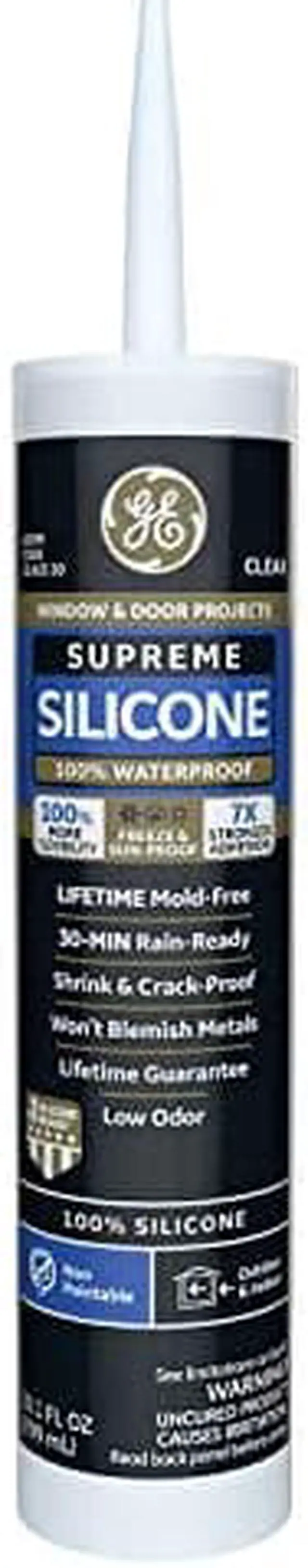 Alt view image 5 of 5 - GE 2814816 Silicone Sealant, 10 oz, Cartridge, Clear, Silicone Base, Supreme