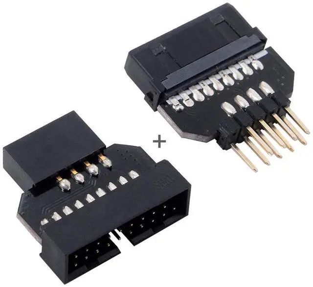 Alt view image 4 of 7 - Vszerda 2 Pack USB 2.0 Front Panel Header 9/10Pin Male/Female to 19/20Pin Male/Female Mainboard Header Gender Changer Connector Adapter
