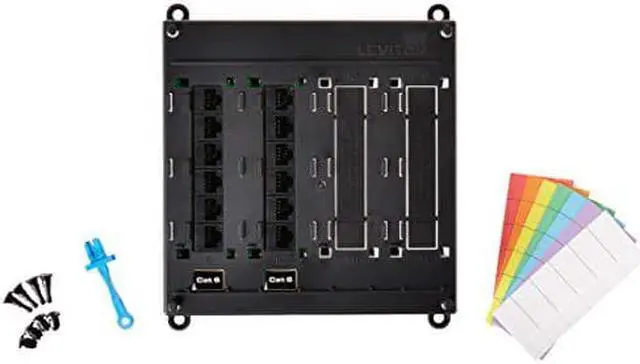 Main image of Leviton 476TM-612 Twist and Mount Patch Panel, Black, 12 CAT 6 Ports