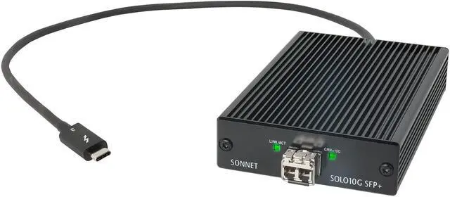 Alt view image 2 of 4 - Solo10G SFP+ 10 Gigabit Ethernet Thunderbolt 3 Adapter with Short-Range SFP+ Transceiver