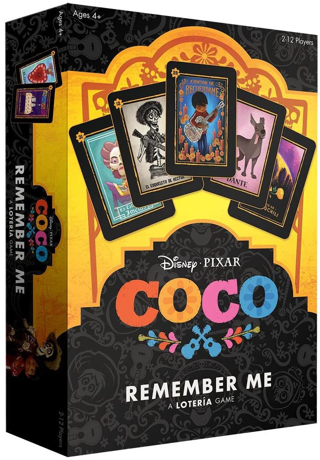 Main image of coco Remember Me Loteria Traditional Loteria Mexicana game of chance Bingo Style game Featuring custom Artwork & Illustrations from Disney Pixar Film Inspired by Spanish Words & Mexican culture