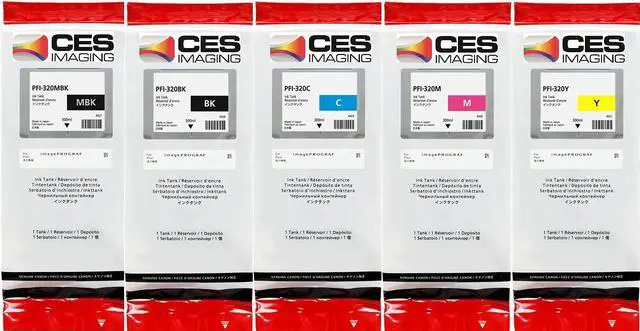 Main image of Replacement PFI-320 300ml Ink Tank Set PFI-320MBK PFI-320BK PFI-320c PFI-320M PFI-320Y in Retail Package