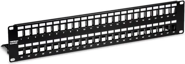 Alt view image 5 of 11 - trendnet 48-port blank keystone shielded 2u hd patch panel, tc-kp48s, 2u 19? metal rackmount housing, network management panel, recommended with tc-k06c6a cat6a keystone jacks (sold separately)