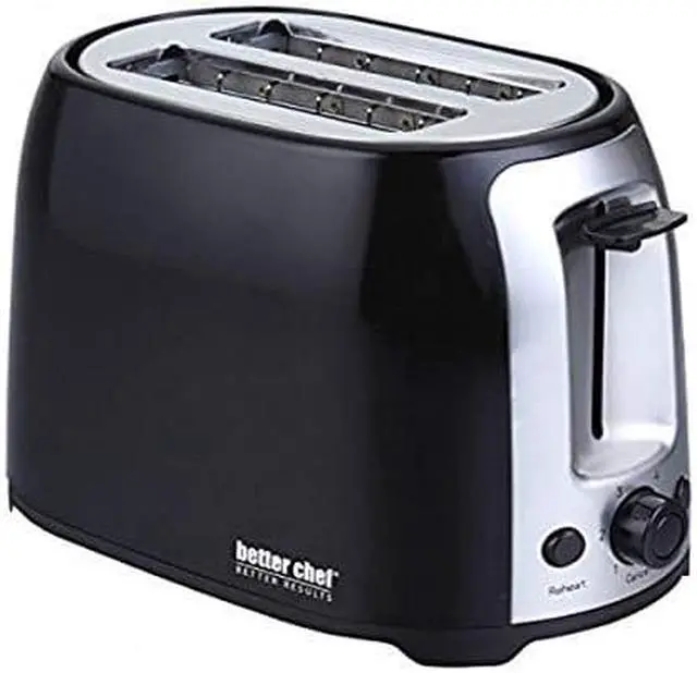 Alt view image 3 of 8 - Better Chef - 2-Slice Extra-Wide-Slot Toaster - Black with stainless steel accents
